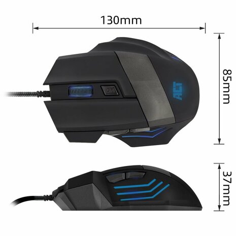 ACT AC5000 | Bedrade Gaming Muis | USB-A | 3200 DPI | Zwart