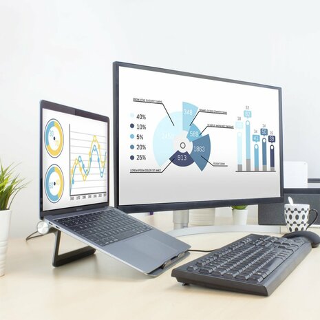 ACT AC8125 | Notebookstandaard 15.6" | Ingebouwde USB-C Docking Station | Grijs