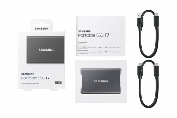 Samsung T7 Portable SSD | 1TB | 1.050MB/s | Grijs