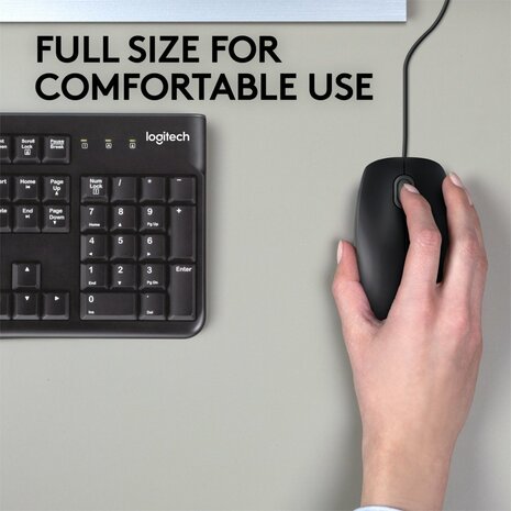 Logitech B110 Silent | Ambidextrous Bedrade Muis | USB-A | 800 DPI | Zwart
