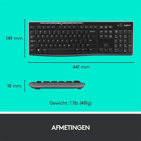 Logitech Wireless Combo MK270 toetsenbord Inclusief muis USB QWERTZ Duits Zwart