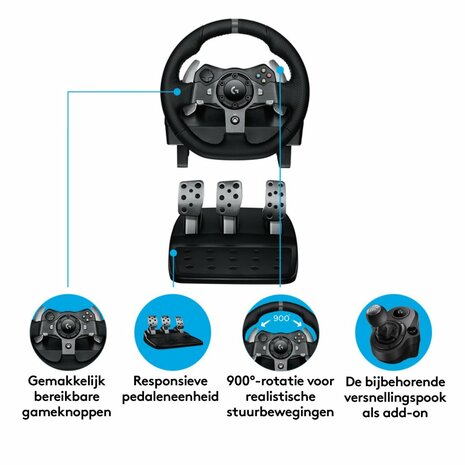 Logitech G G920 Driving Force Zwart USB 2.0 Stuurwiel + pedalen Analoog/digitaal PC, Xbox One, Xbox Series S, Xbox Series X