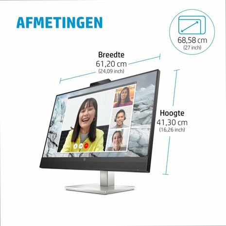 HP E34m G4 34" | 3440x1440 VA | 75Hz | Curved | USB-C | Webcam, Speakers, Microphone | Conference Monitor | Ergonomic Adjustments