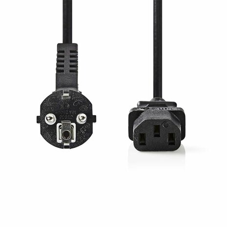 Nedis CEGP10000BK20 | 2 m Stroomkabel | Type F (CEE 7/7) Haaks naar IEC-320-C13 | Zwart | 10A | PVC