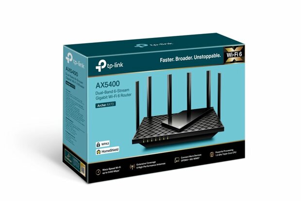 TP-Link Archer AX72 draadloze router Gigabit Ethernet Dual-band (2.4 GHz / 5 GHz) Zwart