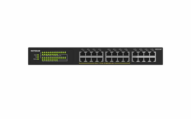 NETGEAR GS324P Unmanaged Gigabit Ethernet (10/100/1000) Power over Ethernet (PoE) 1U Zwart