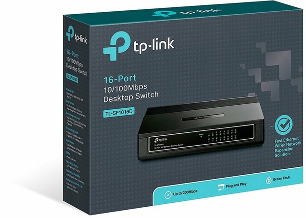 TP-LINK TL-SF1016DS netwerk-switch Fast Ethernet (10/100) Zwart