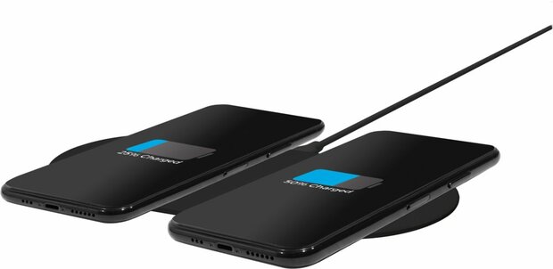 Mobiparts Dual Fast Wireless Charging Pad | Draadloze Oplader 10W Qi | Zwart