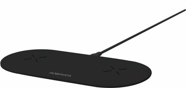 Mobiparts Dual Fast Wireless Charging Pad | Draadloze Oplader 10W Qi | Zwart