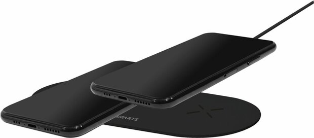 Mobiparts Dual Fast Wireless Charging Pad | Draadloze Oplader 10W Qi | Zwart