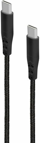Mobiparts | USB-C naar USB-C Gevlochten Kabel | 2A | 1m | Zwart