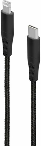 Mobiparts Rugged kabel | USB-C naar Lightning | 1 m | Zwart | MP-113062