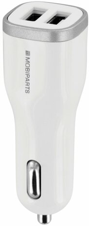 Mobiparts Car Charger | Dual USB-A Autolader 24W / 4.8A | Wit