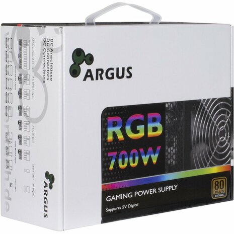 Inter-Tech Argus RGB-700W II | 700 Watt Bronze ATX PSU | Power Supply | Voeding