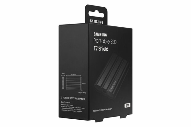 Samsung T7 Shield 2TB Portable SSD - 1.050MB/s Zwart