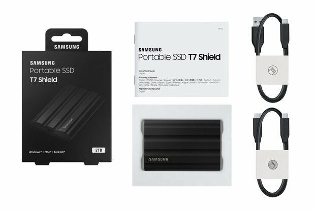 Samsung T7 Shield 2TB Portable SSD - 1.050MB/s Zwart