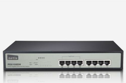 Netis System PE6108GH netwerk-switch Unmanaged Gigabit Ethernet (10/100/1000) Power over Ethernet (PoE) Zwart, Grijs