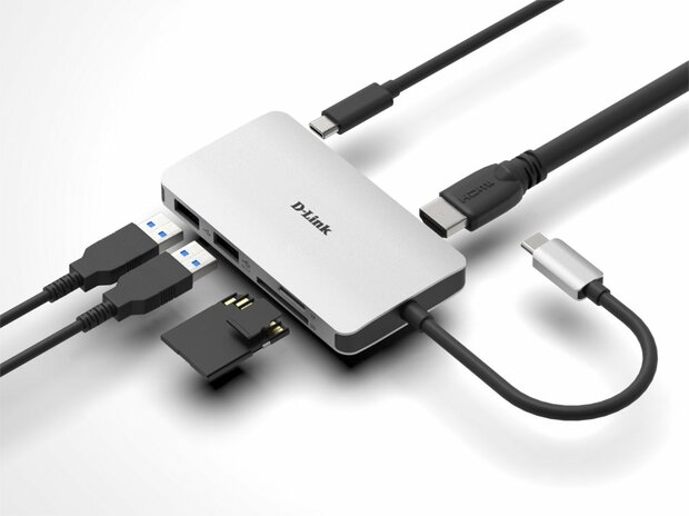 D-Link DUB-M610 | Docking Station & Poortreplicator | USB-C 3.2 Gen 1 | Aluminium/Zwart