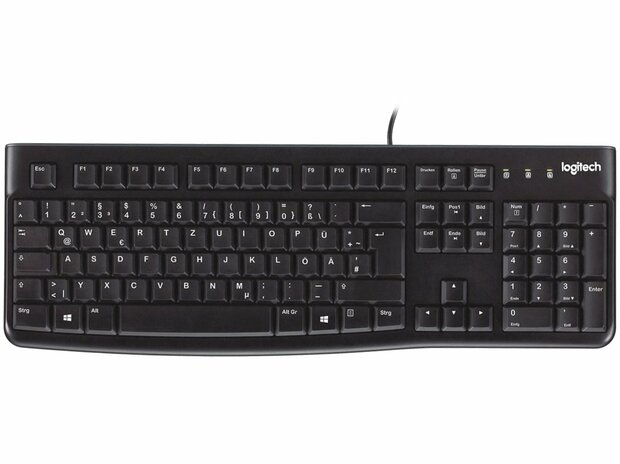 Logitech K120 Corded Keyboard toetsenbord USB QWERTZ Duits Zwart