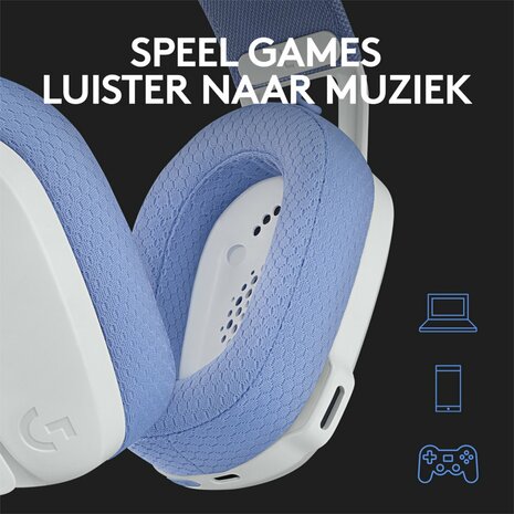 Logitech G G435 | Draadlooze Over-ear Gaming Headset | Bluetooth & USB-A Receiver | Wit/Lilac