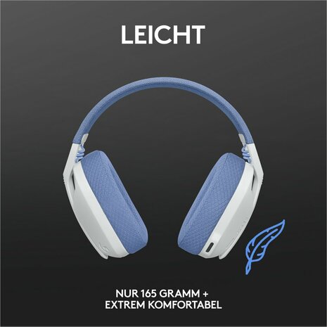Logitech G G435 Headset Draadloos Hoofdband Gamen Bluetooth Wit