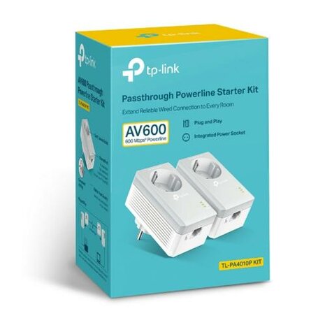 TP-LINK TL-PA4010P KIT V5 PowerLine-netwerkadapter 600 Mbit/s Ethernet LAN Wit 2 stuk(s)