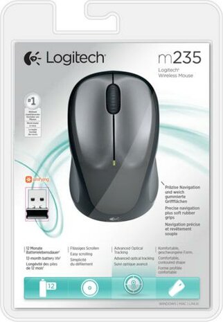 Logitech M235 | Draadloze Muis | Links- en Rechtshandig | RF | 1000 DPI | Zwart