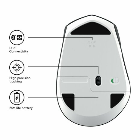 Logitech M720 Triathlon | Draadloze Muis | RF-Draadloos + Bluetooth | 1000 DPI | Zwart