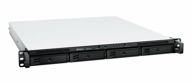 Synology RS822RP+ | 4-Bay 1U Rackmount NAS | AMD Ryzen V1500B | 2GB DDR4 ECC (Uitbreidbaar tot 32GB) | Redundante Voeding | 4x 1GbE LAN | PCIe 3.0 | DSM