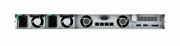 Synology RS822RP+ | 4-Bay 1U Rackmount NAS | AMD Ryzen V1500B | 2GB DDR4 ECC (Uitbreidbaar tot 32GB) | Redundante Voeding | 4x 1GbE LAN | PCIe 3.0 | DSM