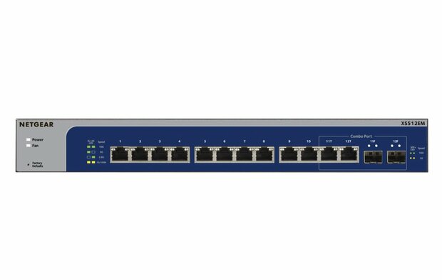 NETGEAR XS512EM Managed L2 10G Ethernet (100/1000/10000) 1U Blauw, Grijs