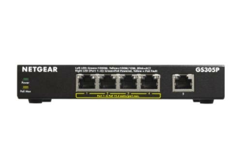 NETGEAR GS305Pv2 Unmanaged Gigabit Ethernet (10/100/1000) Power over Ethernet (PoE) Zwart