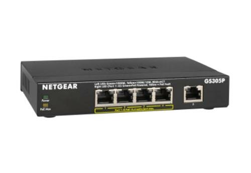 NETGEAR GS305Pv2 Unmanaged Gigabit Ethernet (10/100/1000) Power over Ethernet (PoE) Zwart