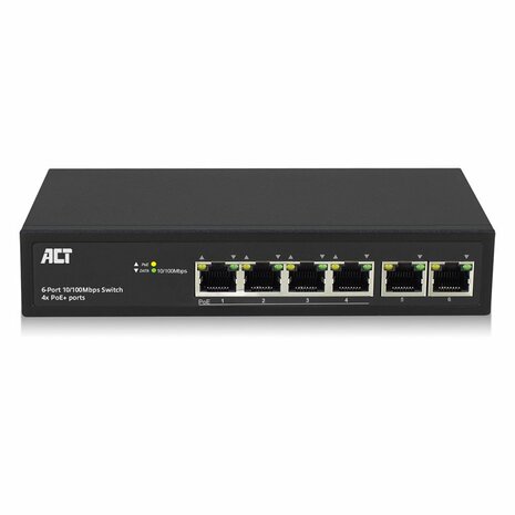 ACT AC4430 6-Poorts 10/100Mbps Switch | 4x PoE+ poorten