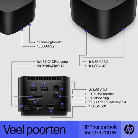 HP G2 Docking Station | Thunderbolt 280W | Zwart