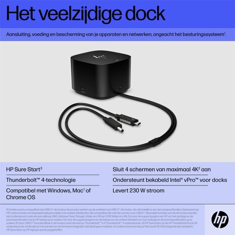 HP G2 Docking Station | Thunderbolt 280W | Zwart