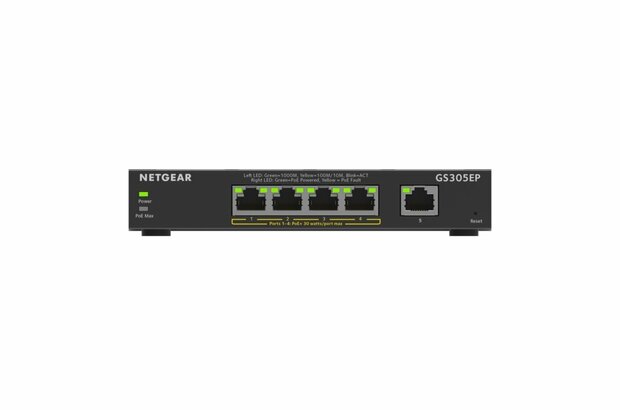 Netgear GS305EP Managed L2/L3 Gigabit Ethernet (10/100/1000) Power over Ethernet (PoE) Zwart