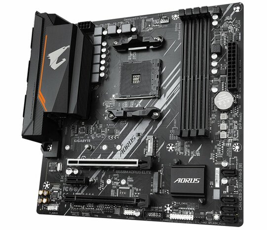 Gigabyte B550M AORUS ELITE | Socket AM4 | AMD B550 | 4xDDR4 | Micro-ATX | Moederbord