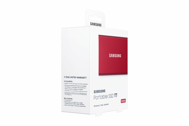 Samsung Portable SSD T7 500 GB Rood