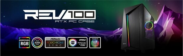 Sharkoon REV100 RGB | Midi Tower Case | Zwart