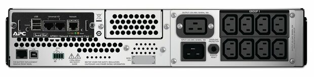 APC Smart-UPS SMT2200RMI2UNC | 2200 VA / 1980 W | 2U Rackmount | 8x IEC C13 & 2x IEC C19 Stopcontacten | Zuivere Sinusgolf | AVR Spanningsregeling | LCD-scherm | Ingebouwde Netwerkkaart