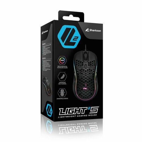 Sharkoon Light² S muis Ambidextrous USB Type-A Optisch 6200 DPI