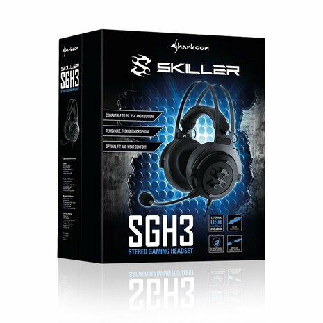 Sharkoon SKILLER SGH3 Headset Bedraad Hoofdband Gamen Zwart, Titanium