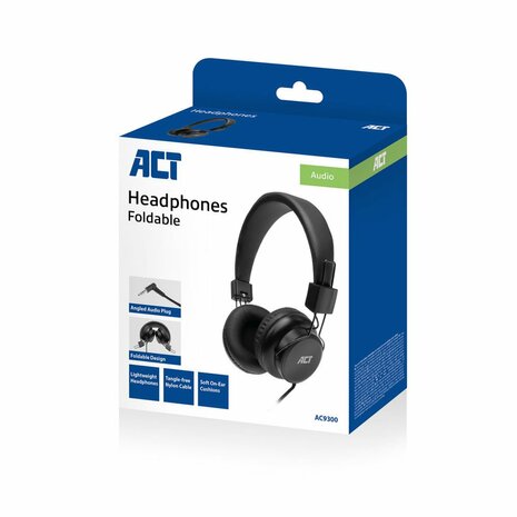 ACT AC9300 | On-Ear Bedraade 3,5mm Koptelefoon | Zwart