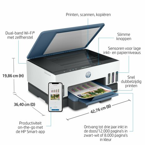 HP Smart Tank 7006 AiO Inkjetprinter | 4800 x 1200 DPI | Wifi | Kleur