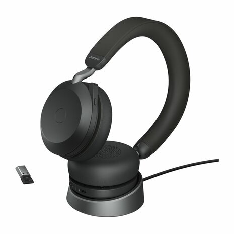 Jabra Evolve2 75 Headset Bedraad en draadloos Hoofdband Kantoor/callcenter Bluetooth Oplaadhouder Zwart