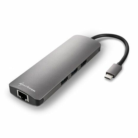Sharkoon USB 3.0 Type-C Combo Adapter | HDMI + RJ-45 + USB 3.2 Gen 1 (3.1 Gen 1) | Interfacekaart / Adapter