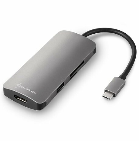 Sharkoon DUB-CMPA | Multiport Adapter | USB-C 3.2 Gen 1 | Grijs