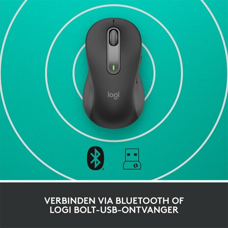 Logitech Signature M650 | Linkshandige Draadloze Muis | RF-Draadloos + Bluetooth | 2000 DPI | Grafiet