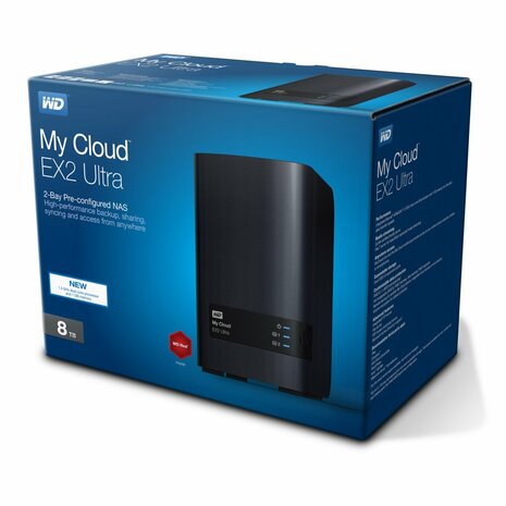 Western Digital My Cloud EX2 Ultra 3.5 Inch 2 bay My Cloud EX2 Ultra NAS, 8TB, Zwart